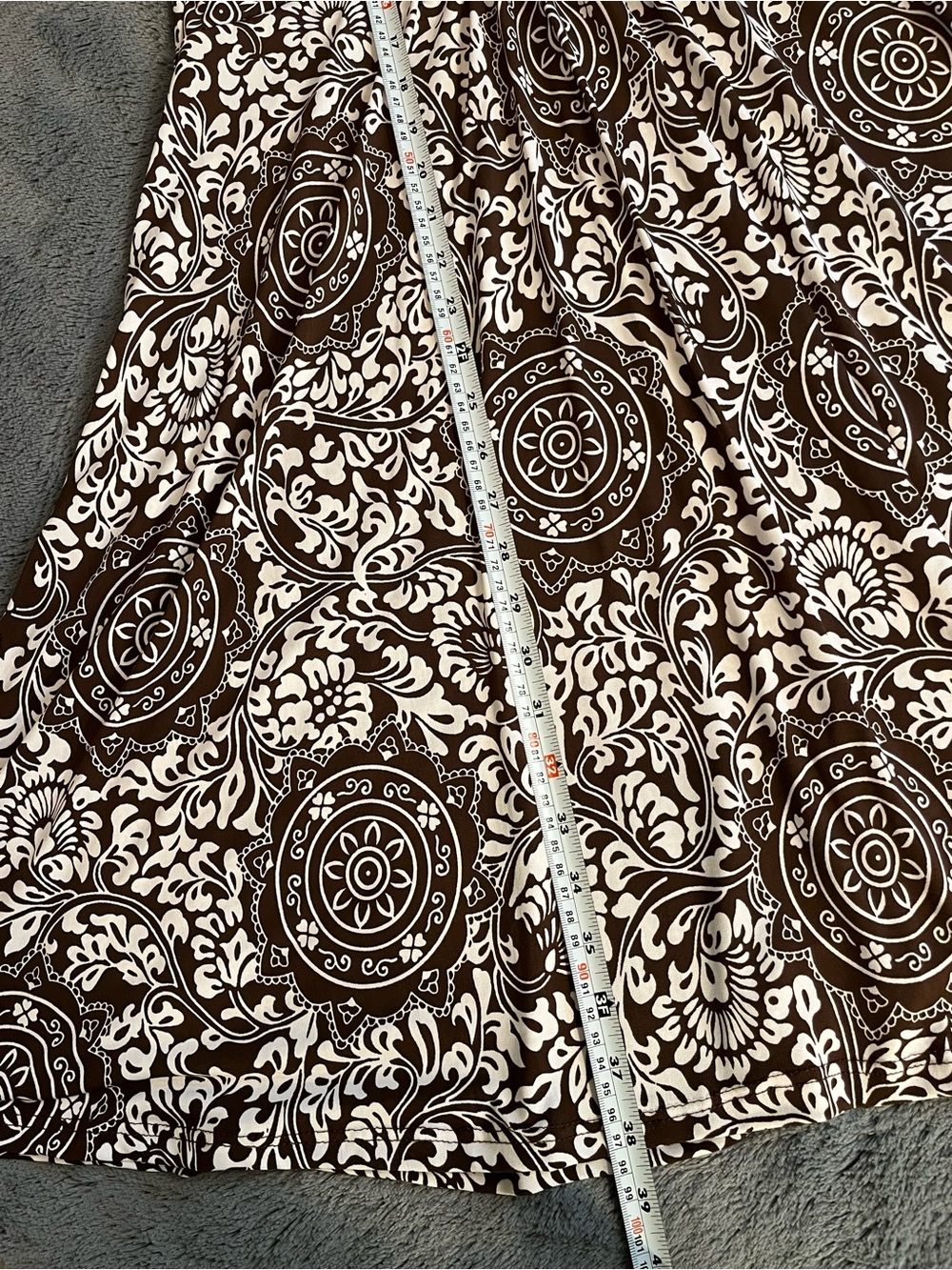 Sushi Flower Shirt Dress Rich Chocolate Brown/White Short Sleeve V Neck L - Picture 6 of 7